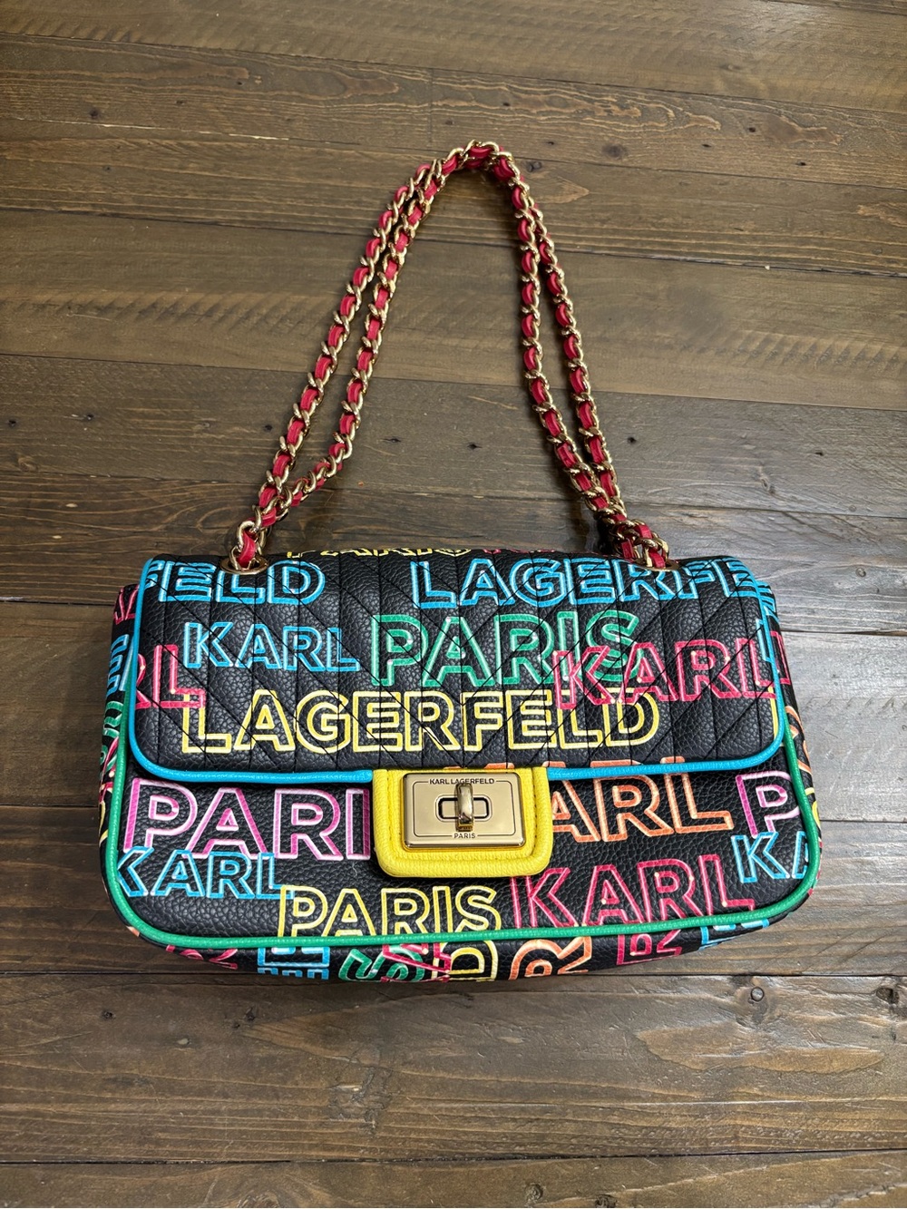 Karl Lagerfeld Neon Multicolor Chain Shoulder Bag
